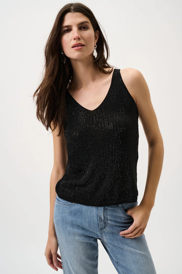 Joseph Ribkoff Metallic Ribbed V-Neck Tank Top