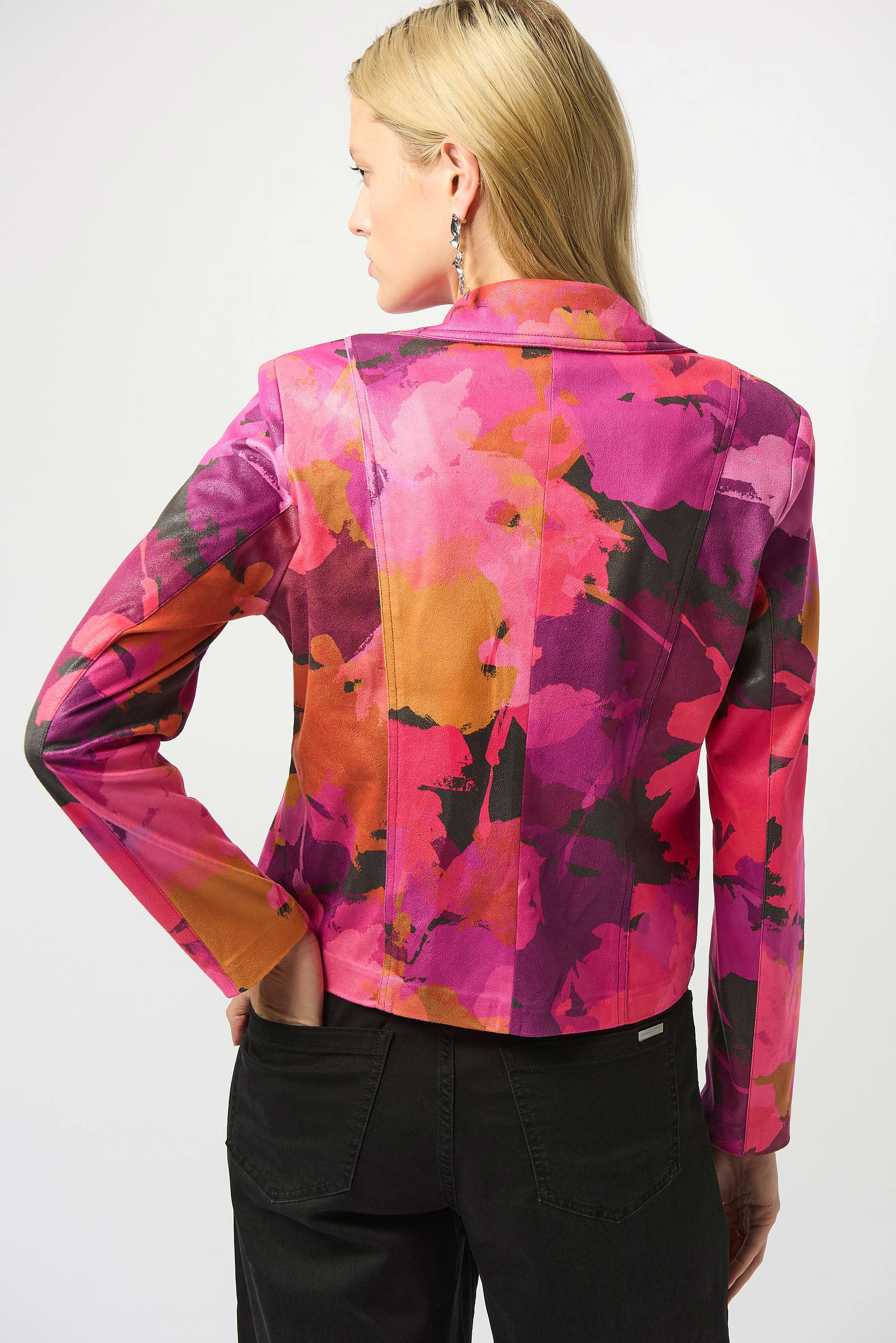 Joseph Ribkoff Foiled Faux Suede Abstract Print Jacket