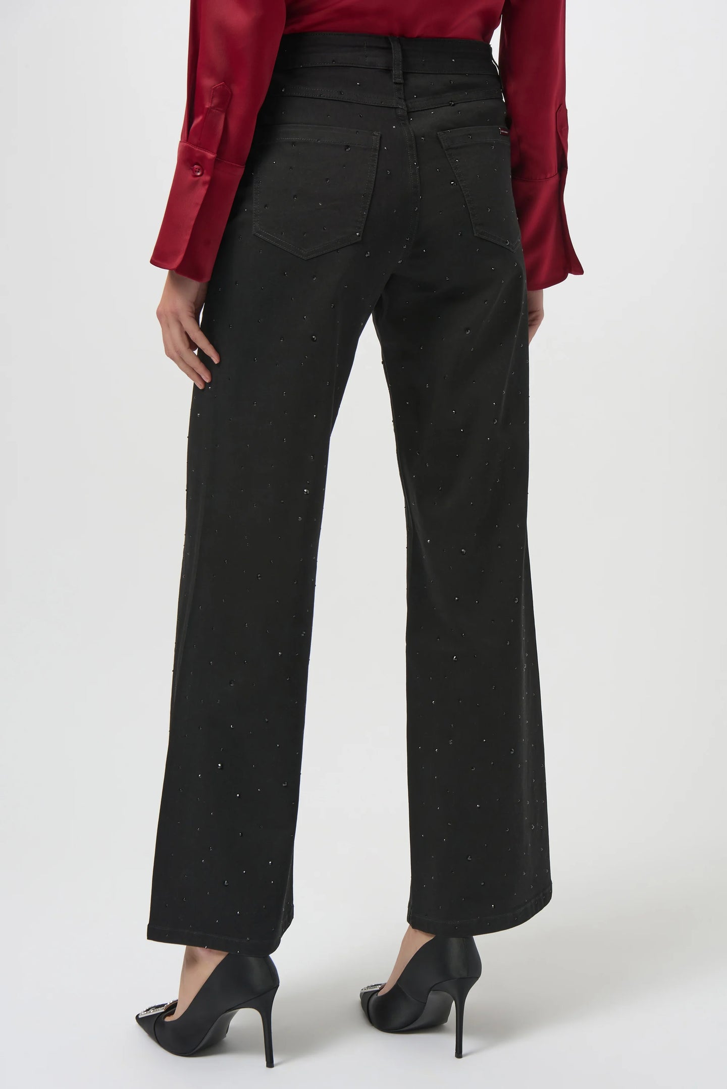 Joseph Ribkoff Wide Leg Jeans with Rhinestones