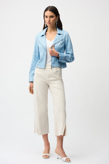Joseph Ribkoff Foiled Faux Suede Fitted Jacket with Decorative Buckles