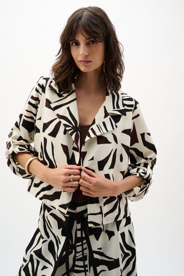 Joseph Ribkoff Beige/Multi Tropical Print Blazer