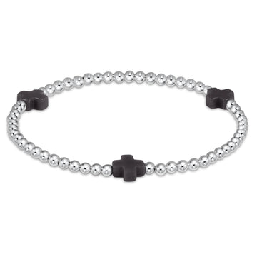 Enewton Signature Cross Silver Pattern 3mm Bead Bracelet - Onyx