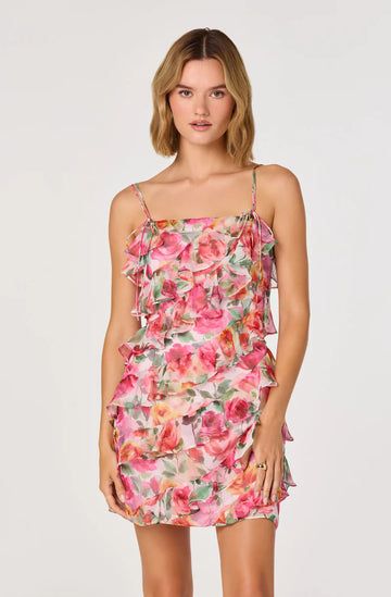 Astr Blanca Floral Ruffle Mini Dress