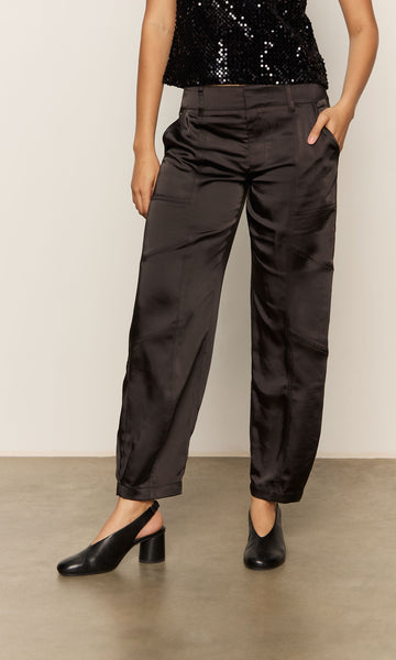 Sanctuary Sahara Black Satin Tapered Pant