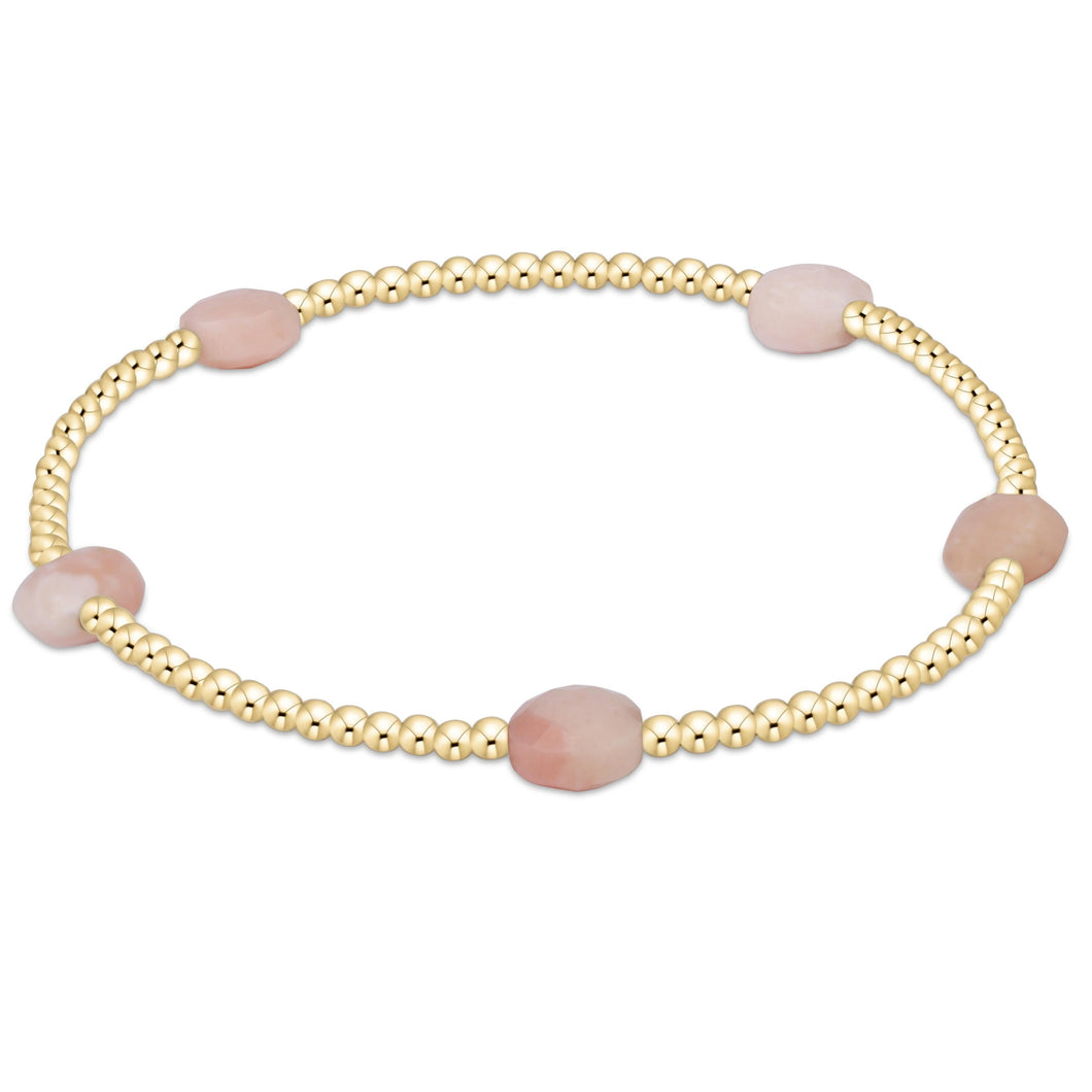 Admire Small Gem 2mm Gold Bracelet- Pink Opal