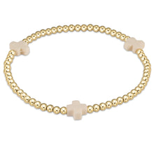 Enewton Signature Cross Gold Pattern 3mm Bead Bracelet - Off White