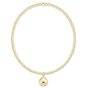 Classic Gold 2mm Bracelet - Classic Gold 8mm Charm