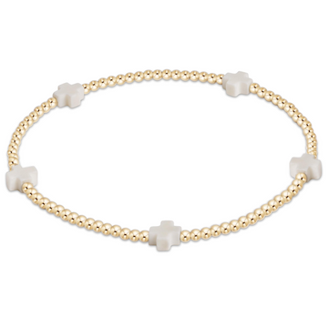 Enewton Signature Cross Small 2mm Gold Bracelet - Off-White