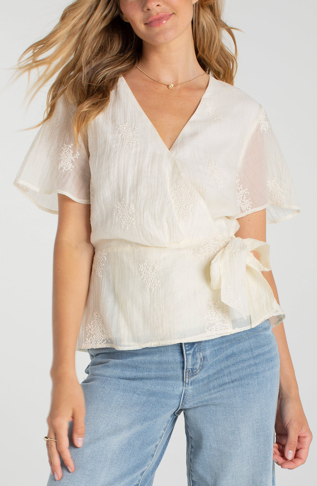Liverpool Wrap Front Woven Top With Tie