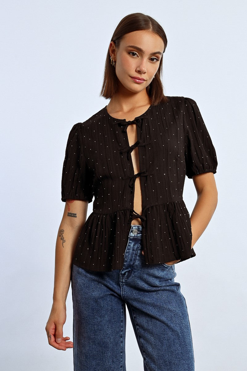 Molly Bracken Black Bow Top