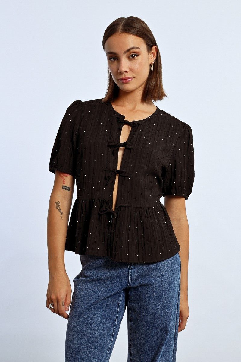 Molly Bracken Black Bow Top