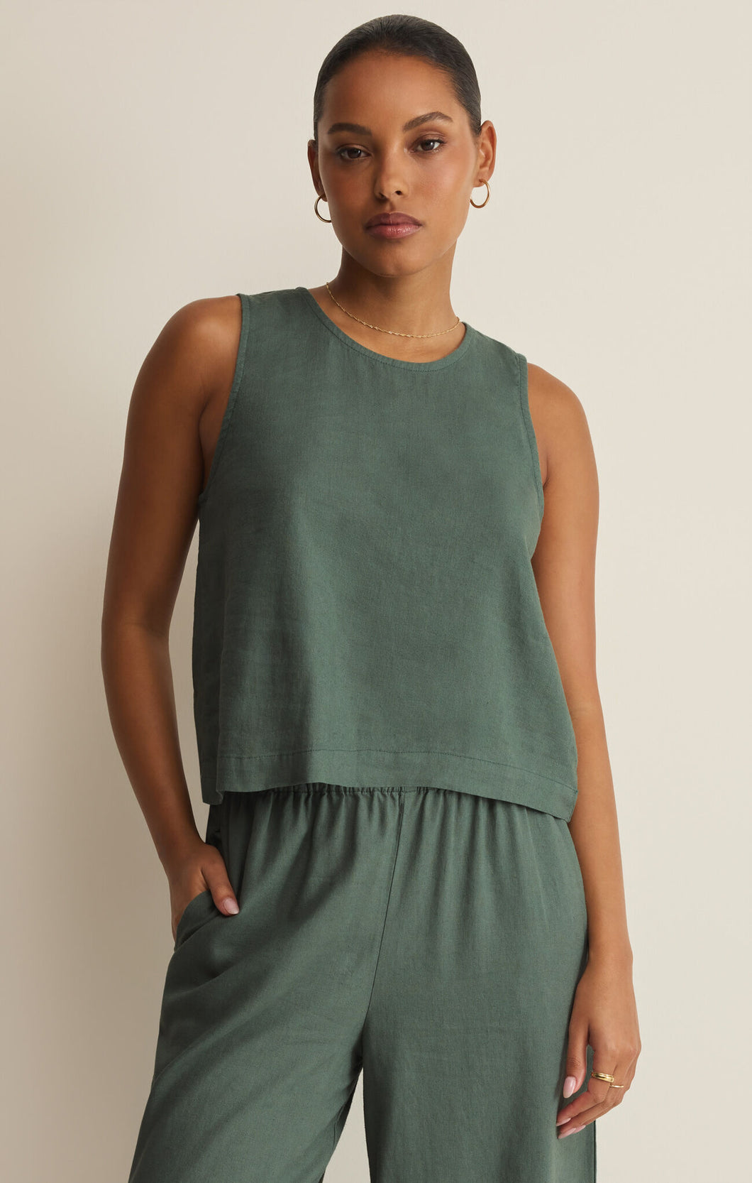 Z Supply Sloane Linen Cropped Tank