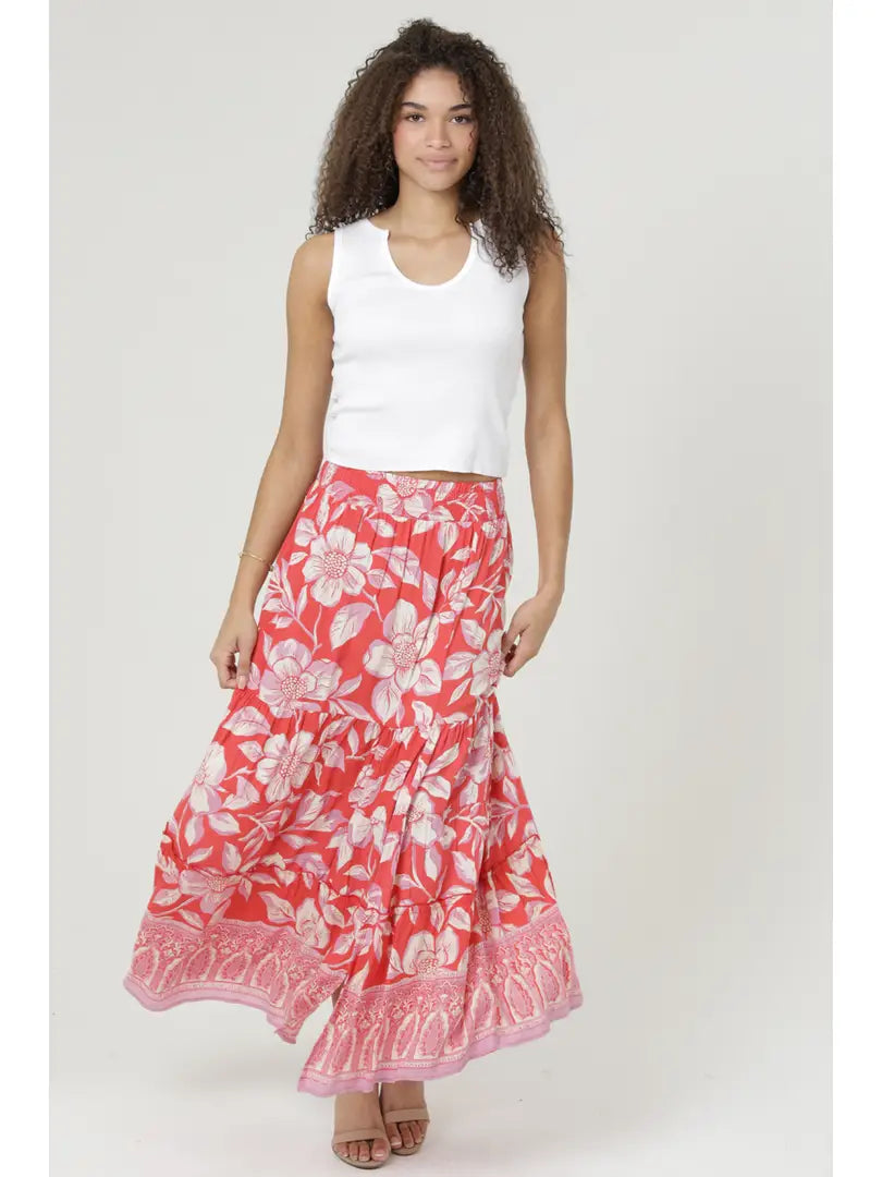 Printed A-line Maxi Skirt