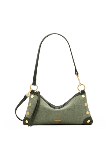 Hammitt Kyle Twin Crest Green Woven Crossbody Bag
