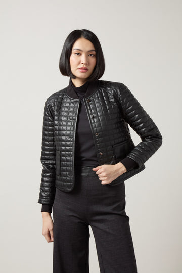 Lysse Agnes Black Quilted Vegan Leather Jacket