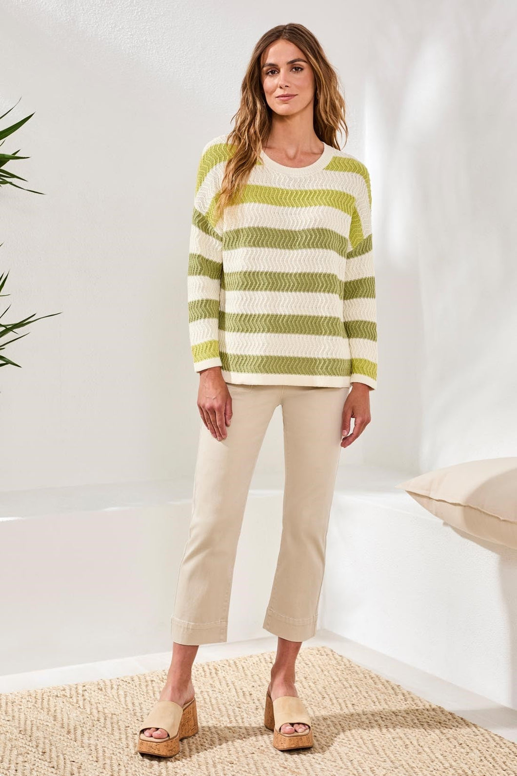 Tribal Kiwizest Crew Neck Drop Shoulder Sweater