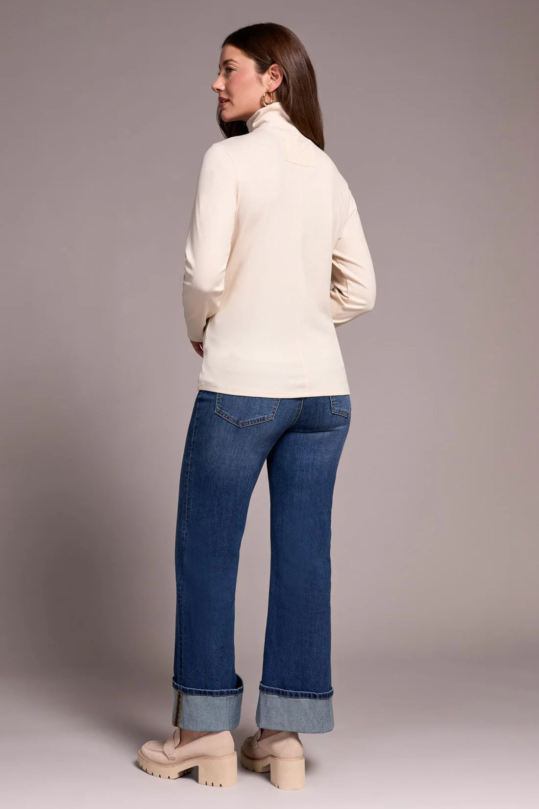 Tribal Cream Ribbed Turtleneck