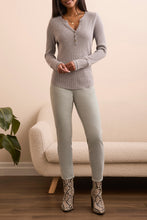 Waffle Knit Henley Top