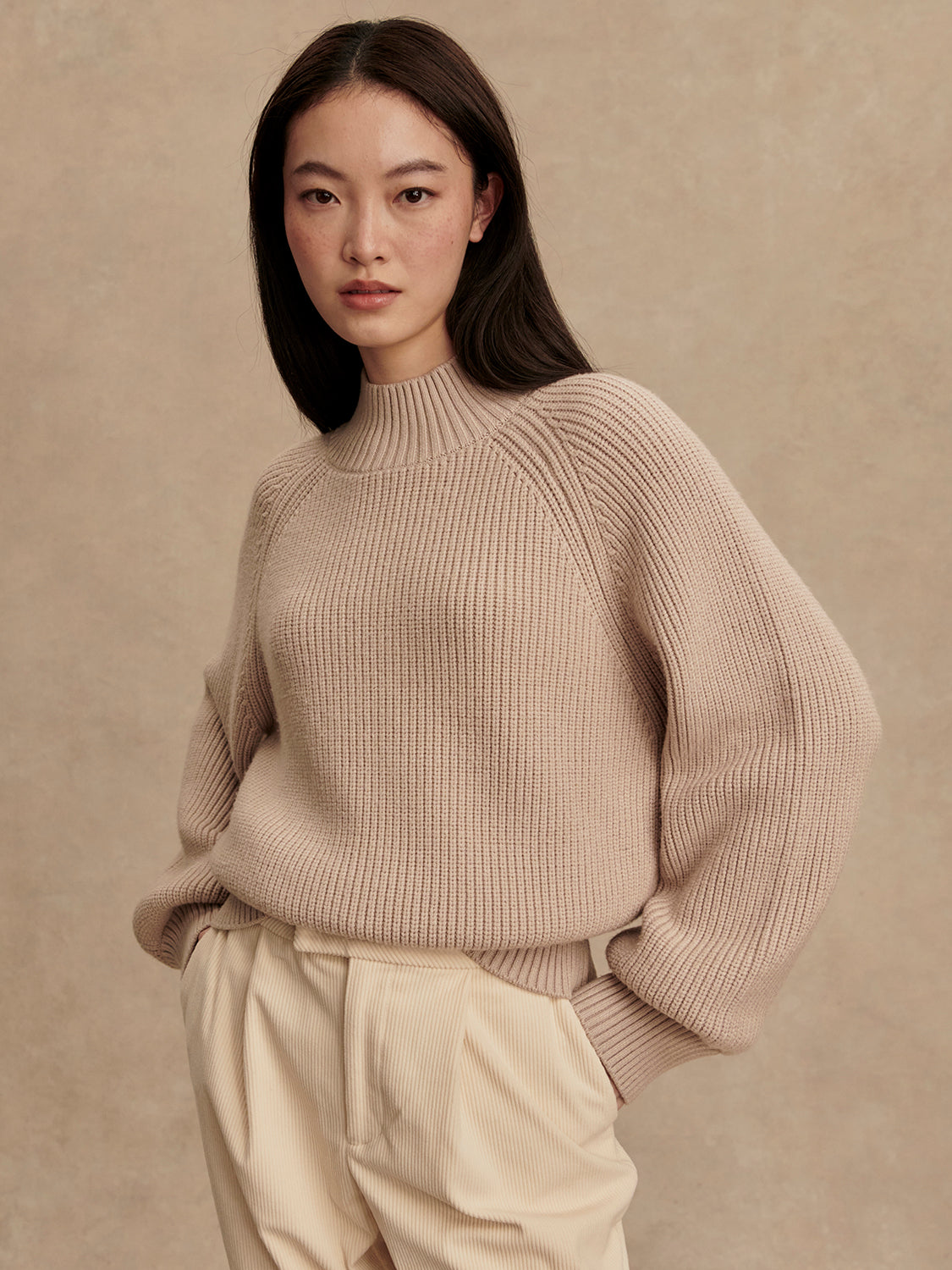 Varley Martina High Neck Rib Knit Sweater