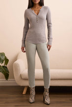 Waffle Knit Henley Top