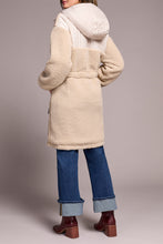 Faux Sherpa Zip-Front Hooded Coat With Drawcord