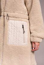 Faux Sherpa Zip-Front Hooded Coat With Drawcord