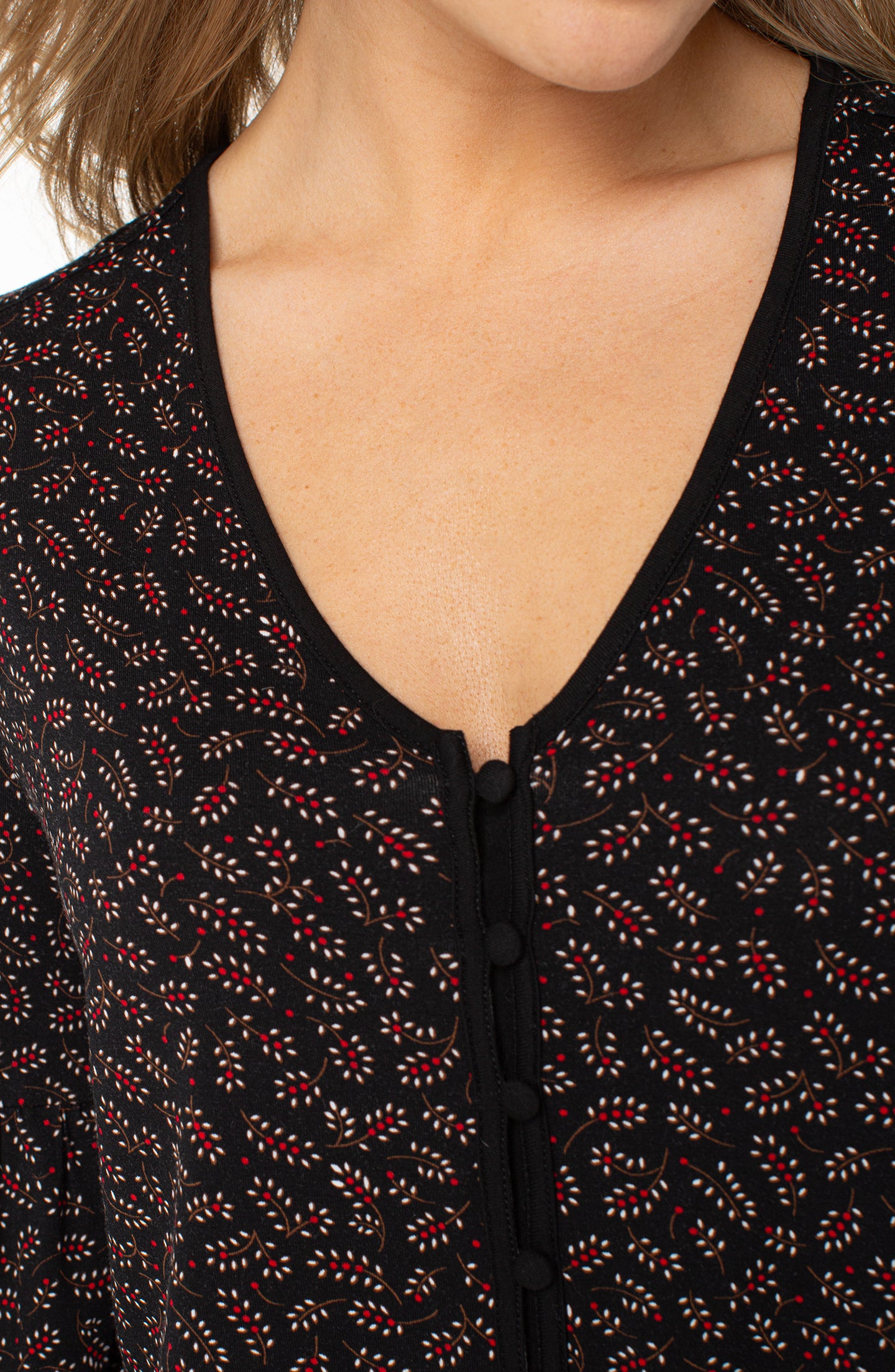 Liverpool Long Sleeve Button Front Knit Top