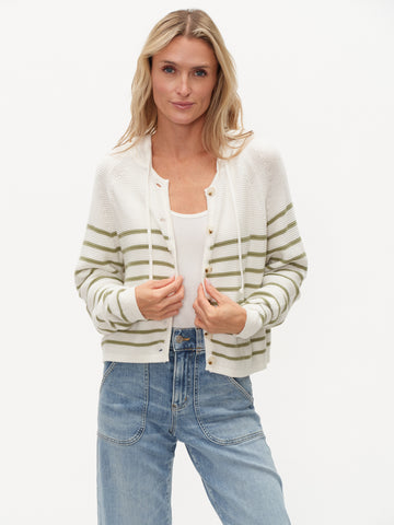 Annalora Striped Button Up Hoodie