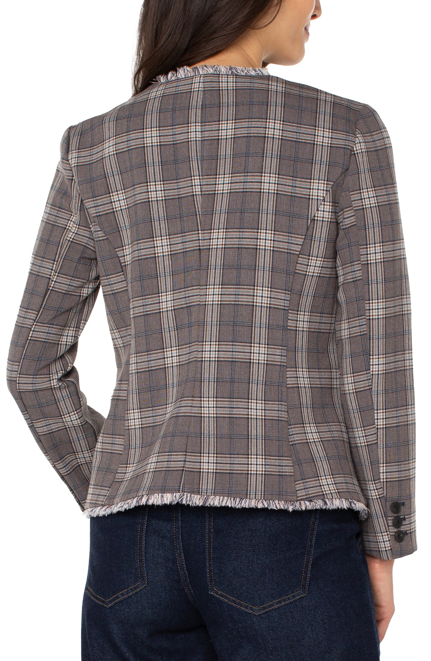 Liverpool Collarless Fitted Blazer W/ Fray