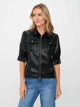 Jennifer Faux Leather Flutter Sleeve Jacket