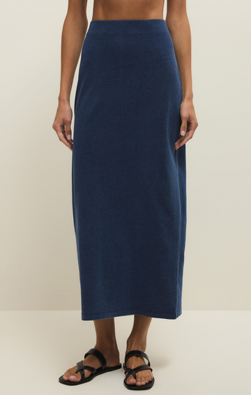 Z Supply Indigo Gail Jersey Denim Midi Skirt