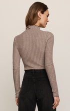 Heather Ash Hattie L/S Top by z supply back view of ribbed taupe mock neck long sleeve top