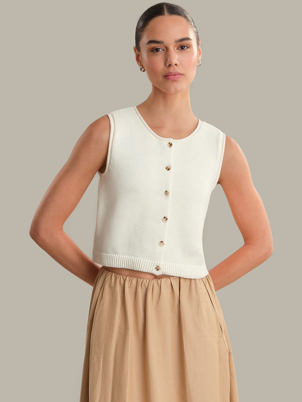 Chalk Marianna Rolled Edge Button Front Tank