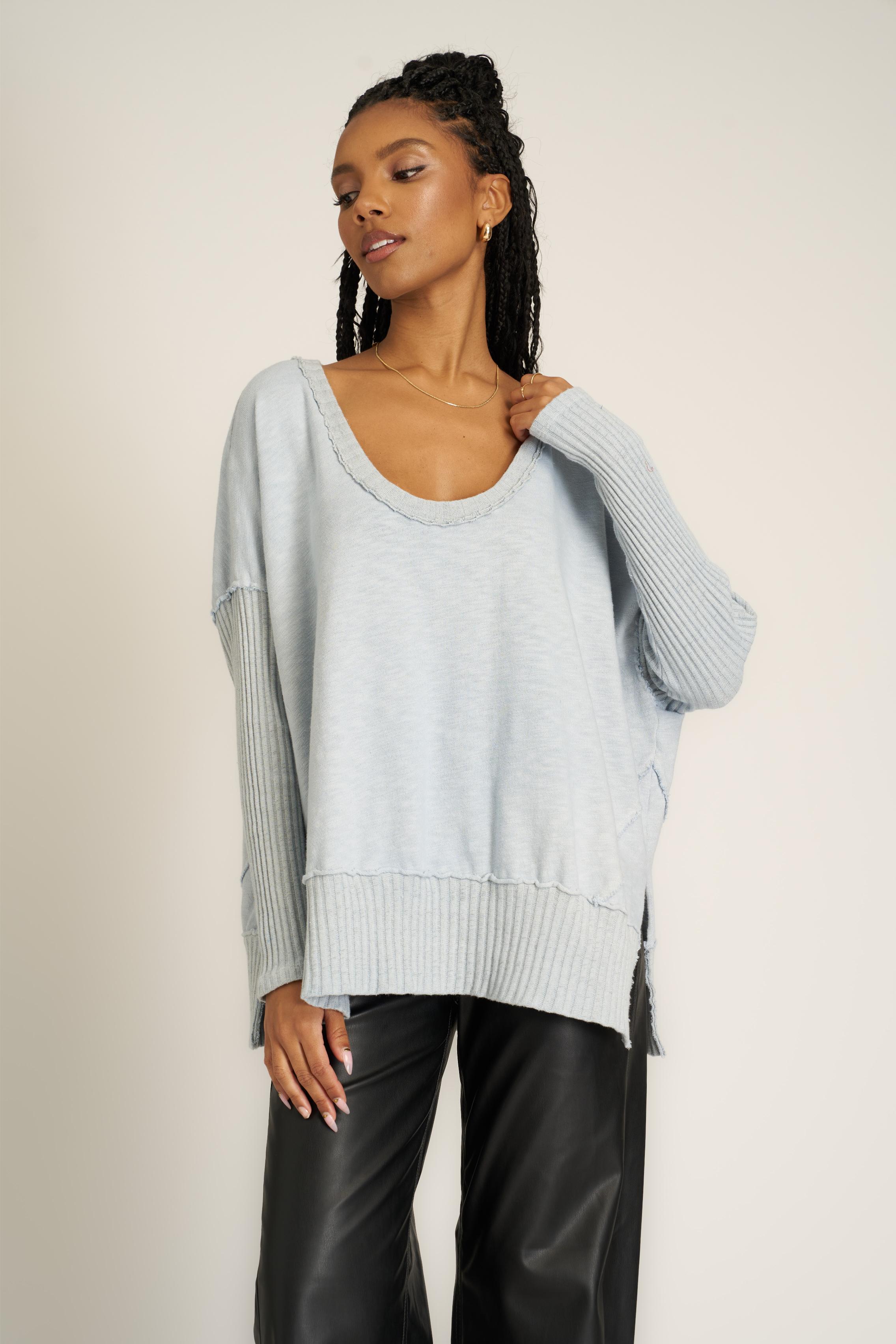 Quinn Mixed Fabric Oversized Pullover