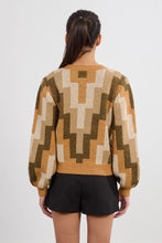 Khaki Print Knit Sweater