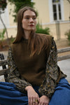 Molly Bracken Khaki Knitted Vest with straight knit design, side button closures, sleeveless cut, and round neckline