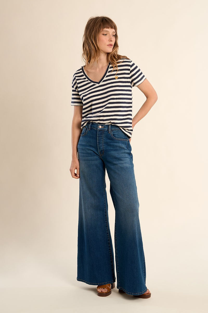 Molly Bracken Stripe V-Neck Tee