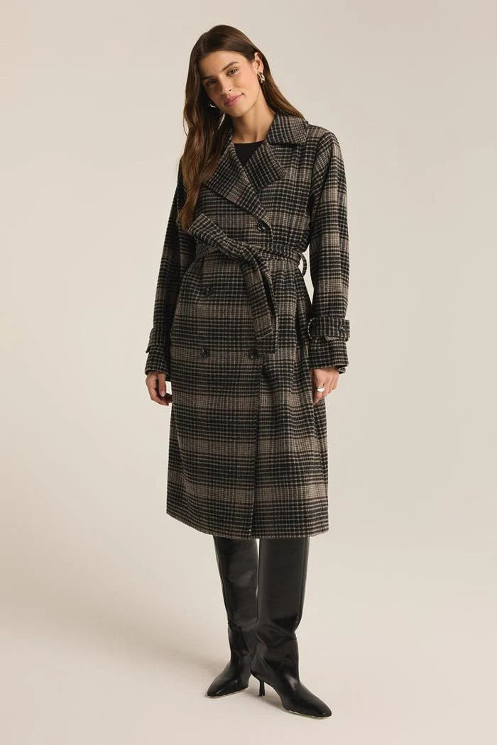 Z Supply Plaid Trench Coat