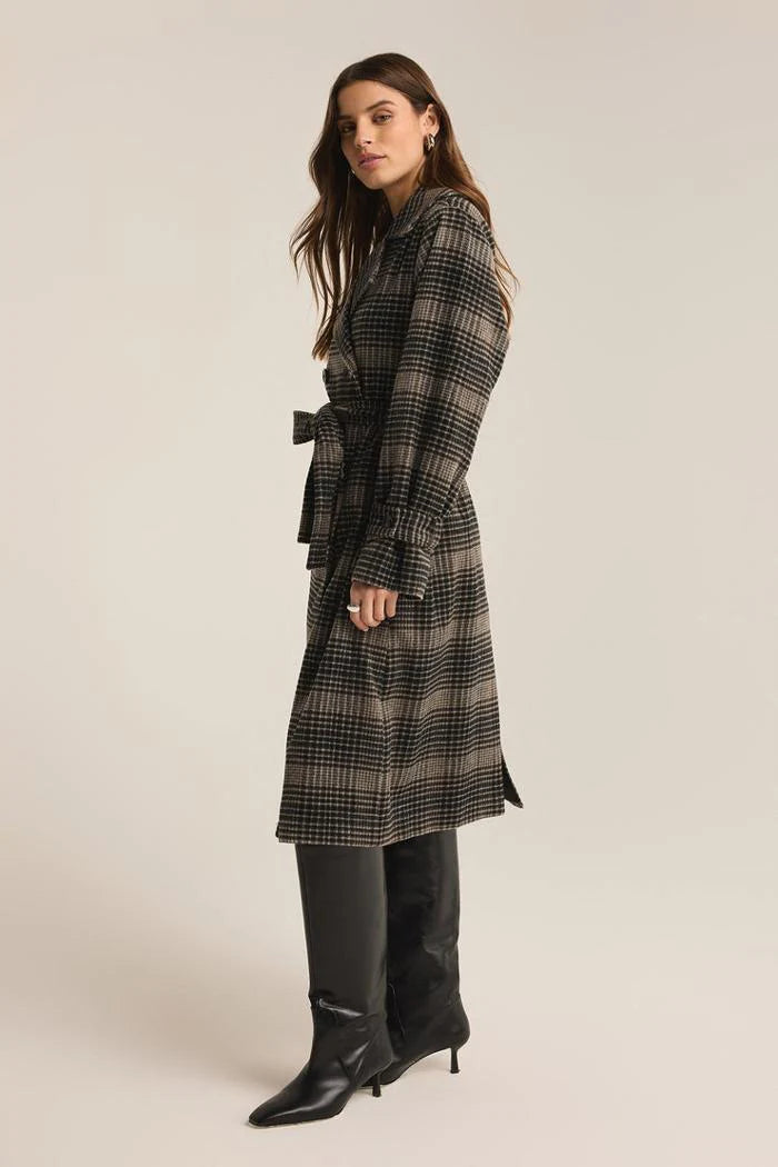 Z Supply Plaid Trench Coat