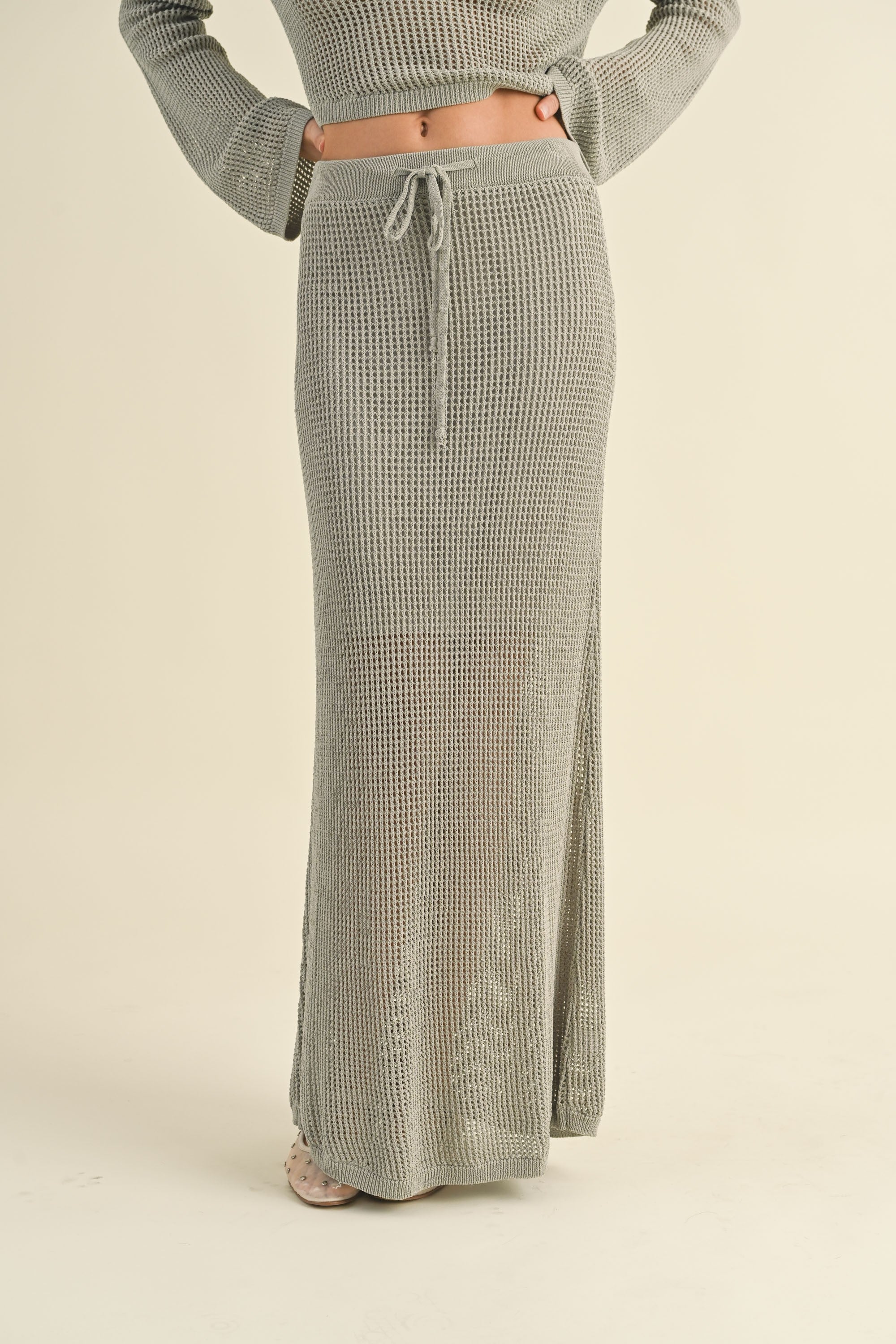 Knitted Long Skirt With Lining