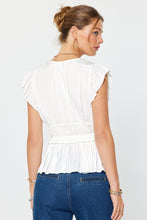 Pleated Peplum V-Neck Blouse