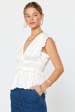 Pleated Peplum V-Neck Blouse