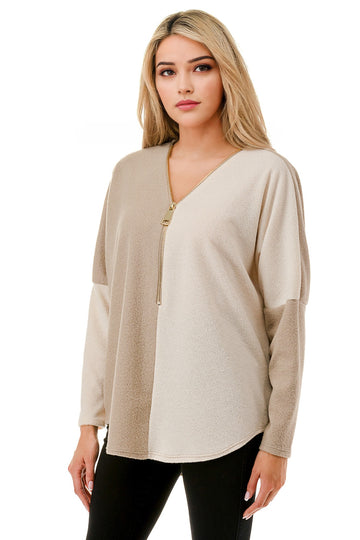 Dolman Sleeve Zipper Top