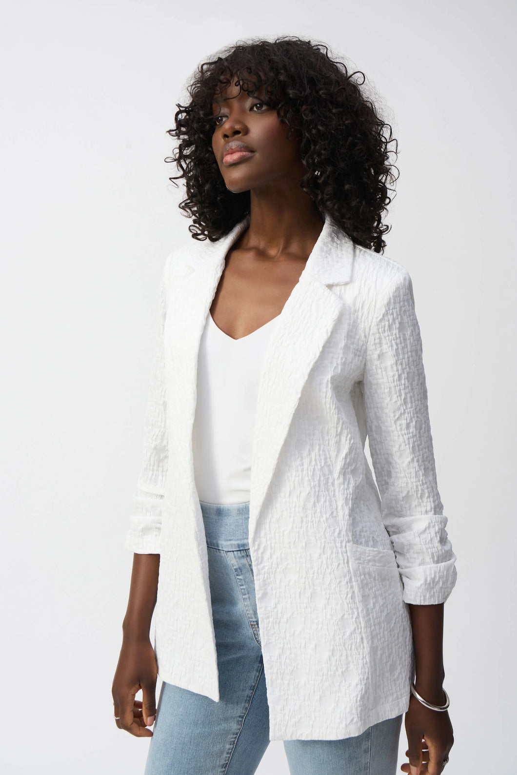Joseph Ribkoff Woven Jacquard Texture Boxy Blazer