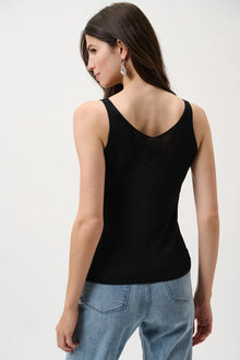 Joseph Ribkoff Metallic Ribbed V-Neck Tank Top