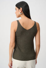 JOSEPH Ribkoff Metallic Knit Rhinestone Tank shown from the back