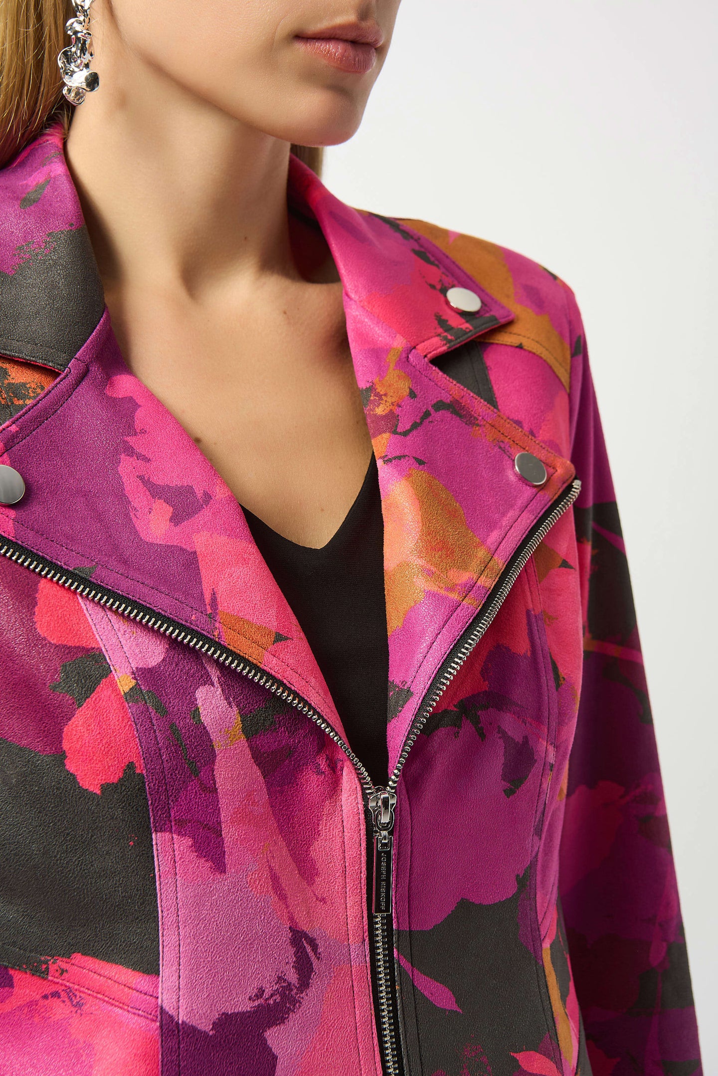 Joseph Ribkoff Foiled Faux Suede Abstract Print Jacket