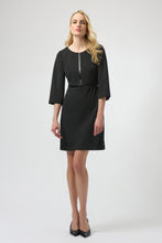 Joseph Ribkoff Scuba Crepe and Leatherette A-Line Dress