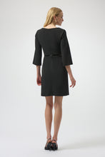 Joseph Ribkoff Scuba Crepe and Leatherette A-Line Dress