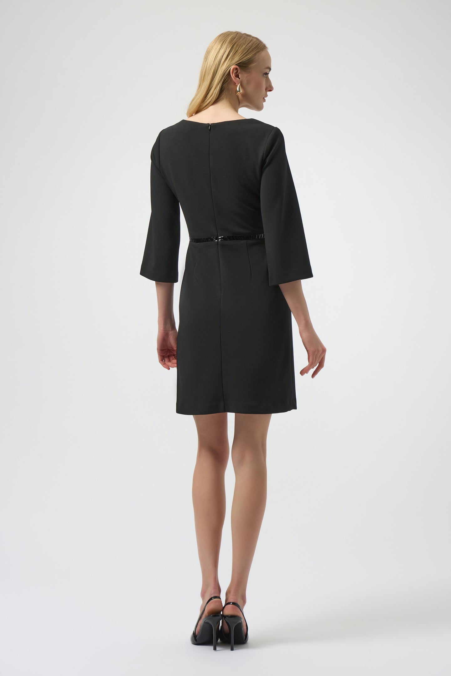 Joseph Ribkoff Scuba Crepe and Leatherette A-Line Dress